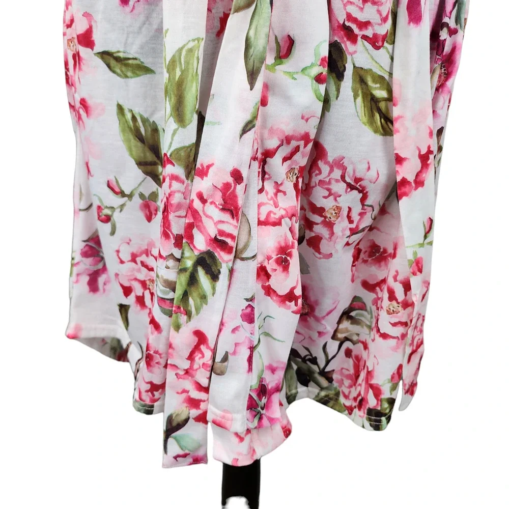 Show Me Your Mumu Robe One Size Pink White Floral “Brie Garden of Blooms” Kimono - Picture 7 of 14